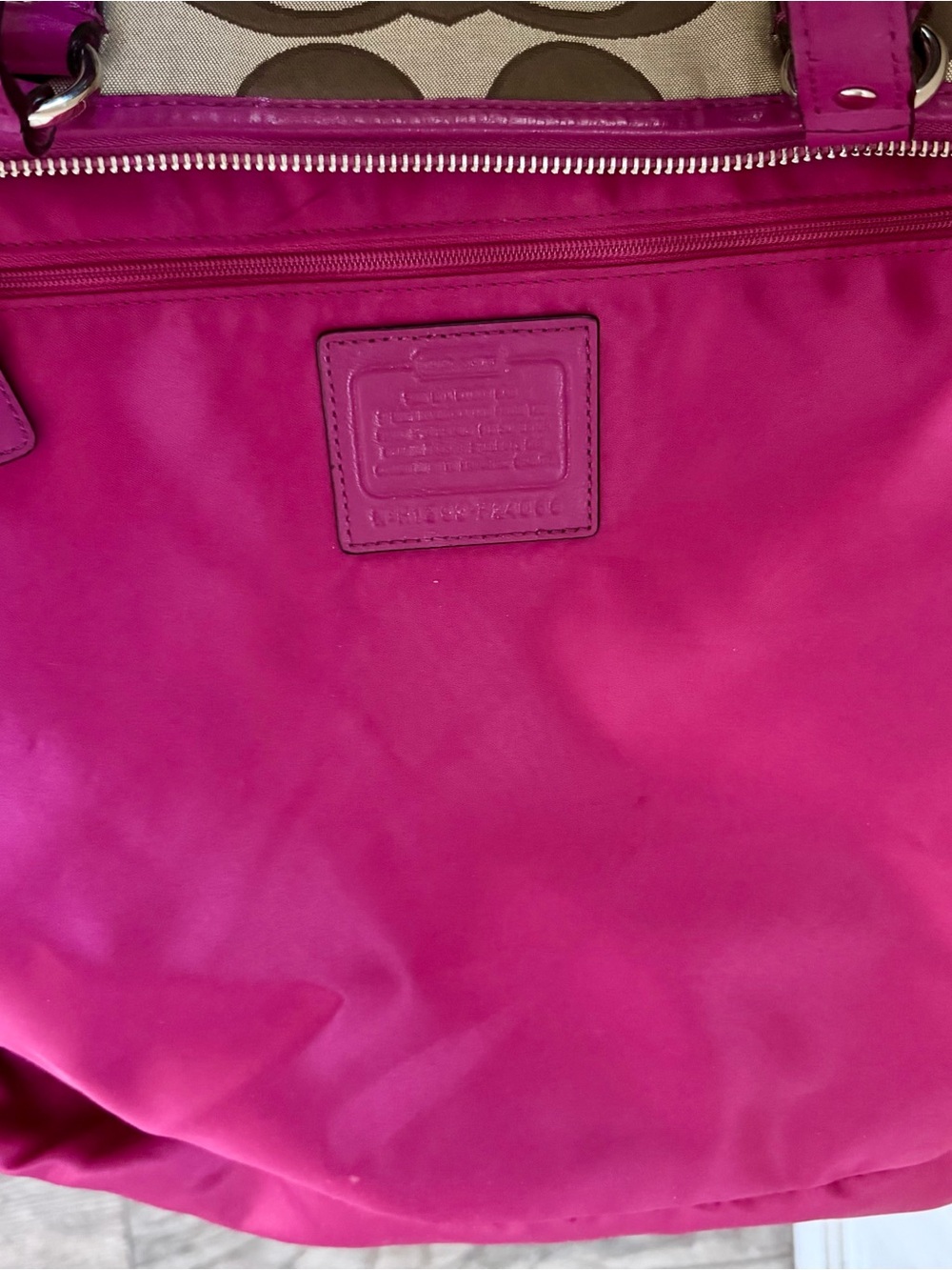 Coach Signature Canvas Tote with Fuchsia Trim - Picture 7 of 7
